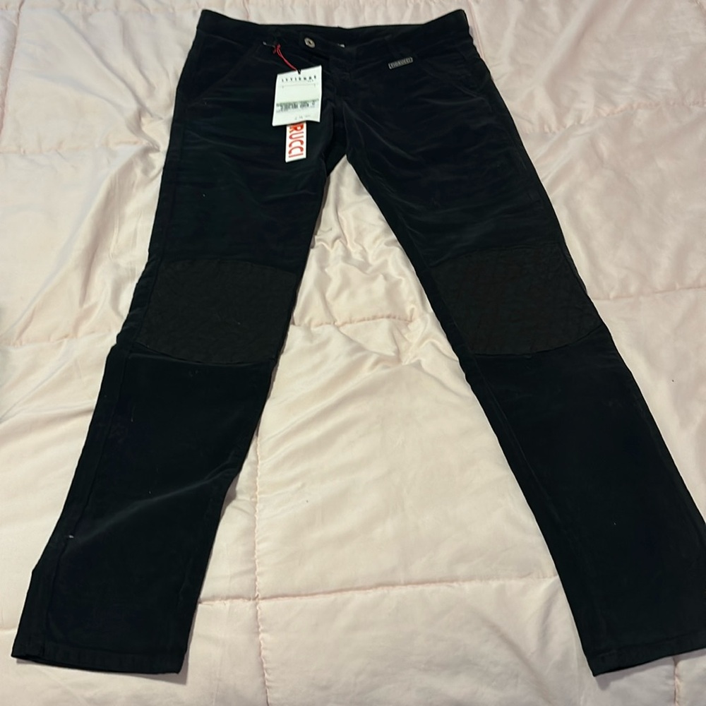 NWT Fiorucci Black Velvet Skinny Jeans Pants Jeggings
